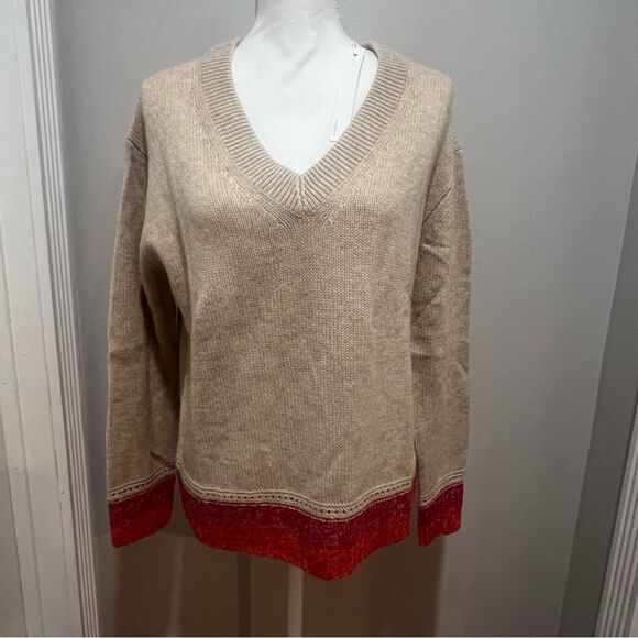 NWT Revolve One Grey Day cashmere v neck sweater size xs oversized - Picture 1 of 7